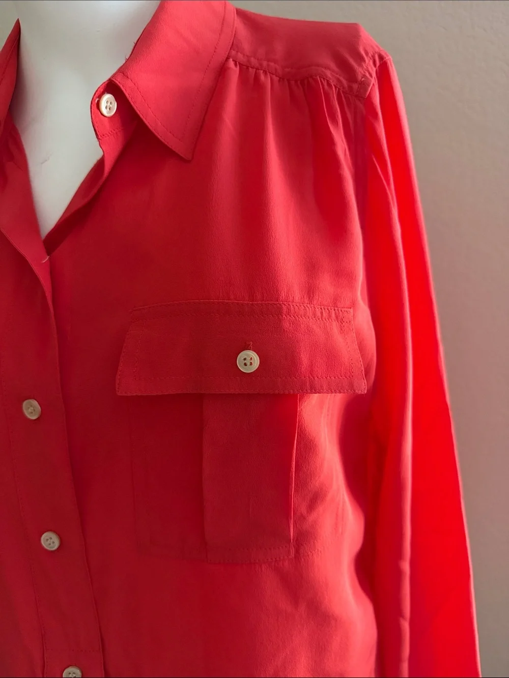 J CREW | 100% Silk Orange Blouse - SZ 6 - Picture 4 of 4